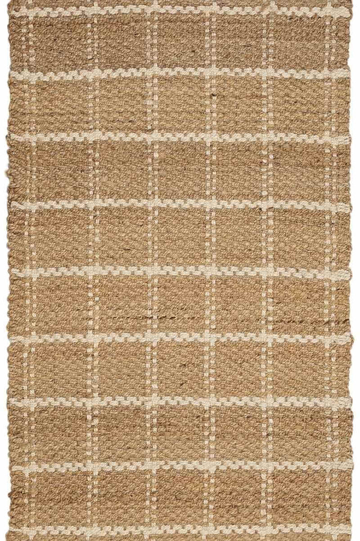 Jute Check Natural Rug Striped & Geometric Handwoven