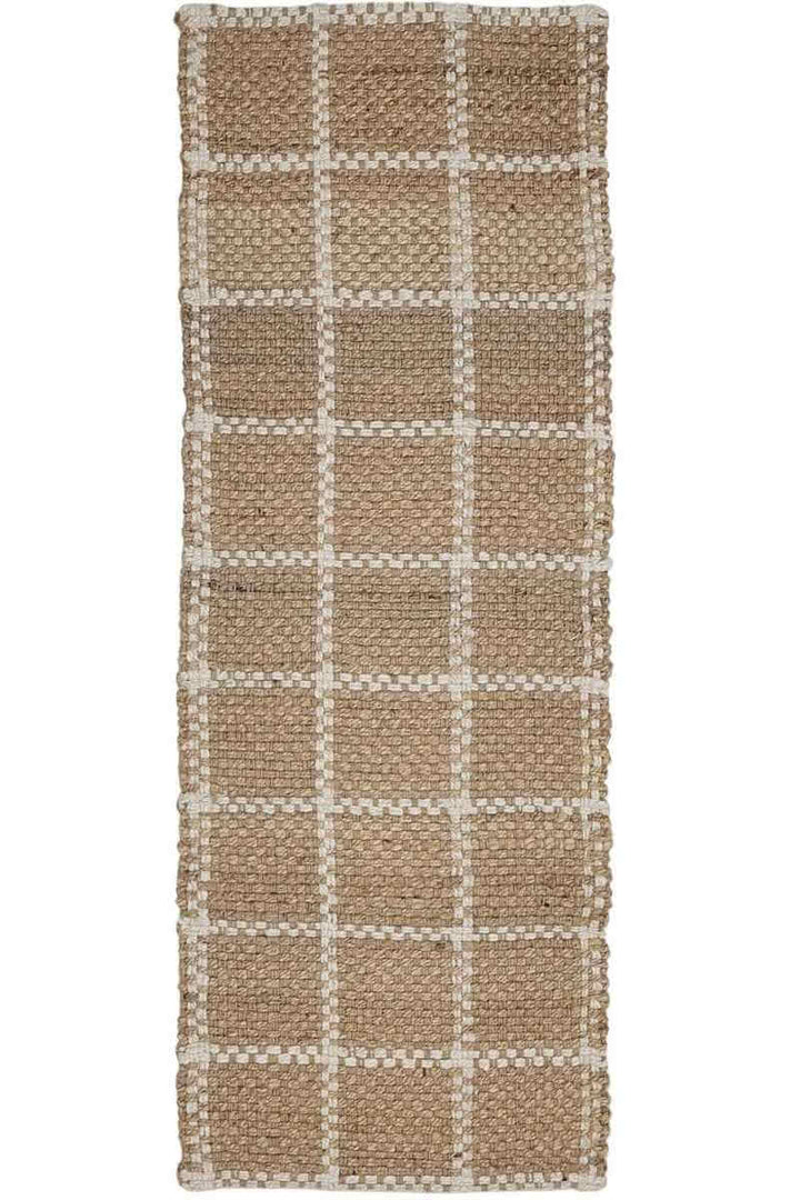 Jute Check Natural Rug Striped & Geometric Handwoven