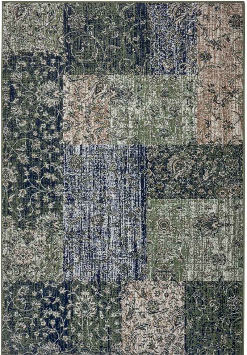 Classic Patchwork Velour Rug – Red & Green