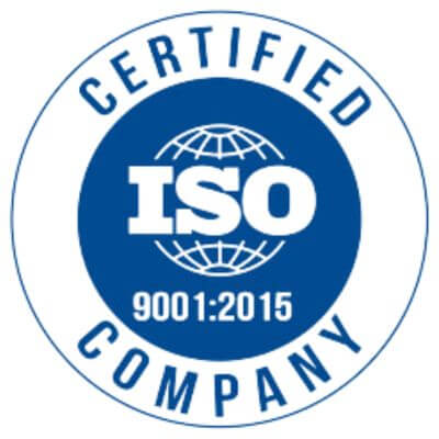 ISO 9001:2015 certification logo, symbolizing quality management and company excellence.