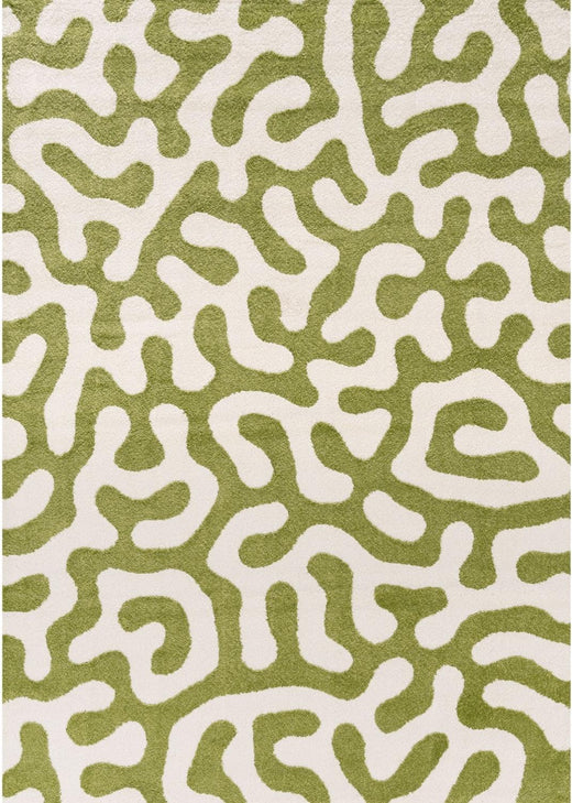 Joli abstract Green & White High Pile Rug