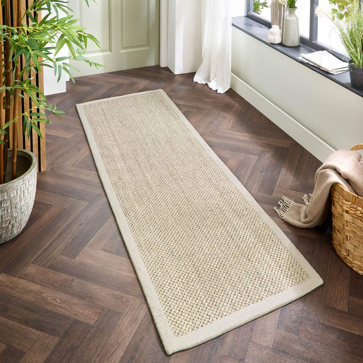 Bordered Light Beige Non-Slip Sisal Rug |Natural Home Decor