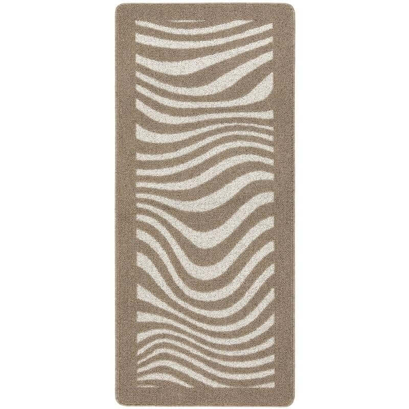 The Rugs Washable Geometric Mats in Cream & Brown | Non-Slip