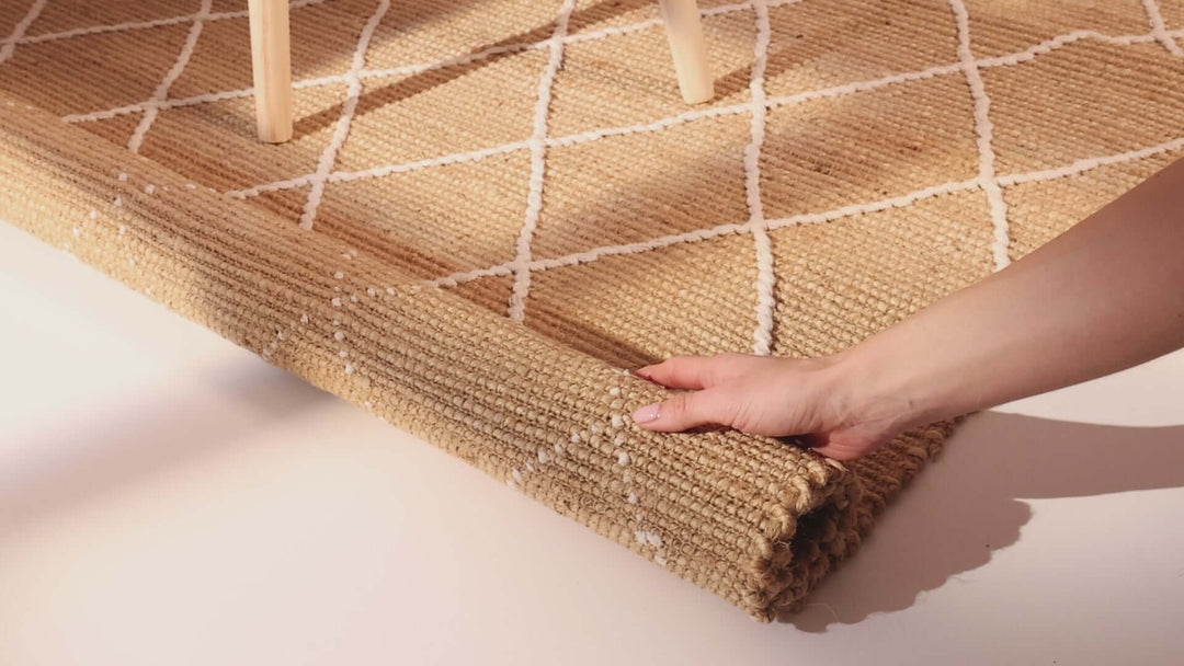 Jute Rug Kunu Natural Handwoven Diamond Design