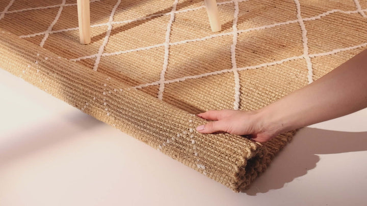 Jute Rug Kunu Natural Handwoven Diamond Design
