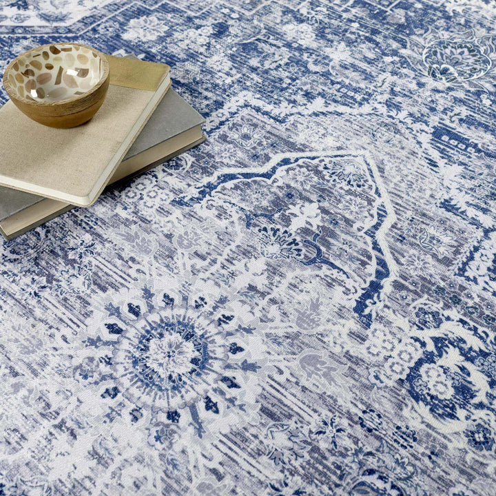 The Rugs Washable Garda Blue Rug | Practical Home Decor