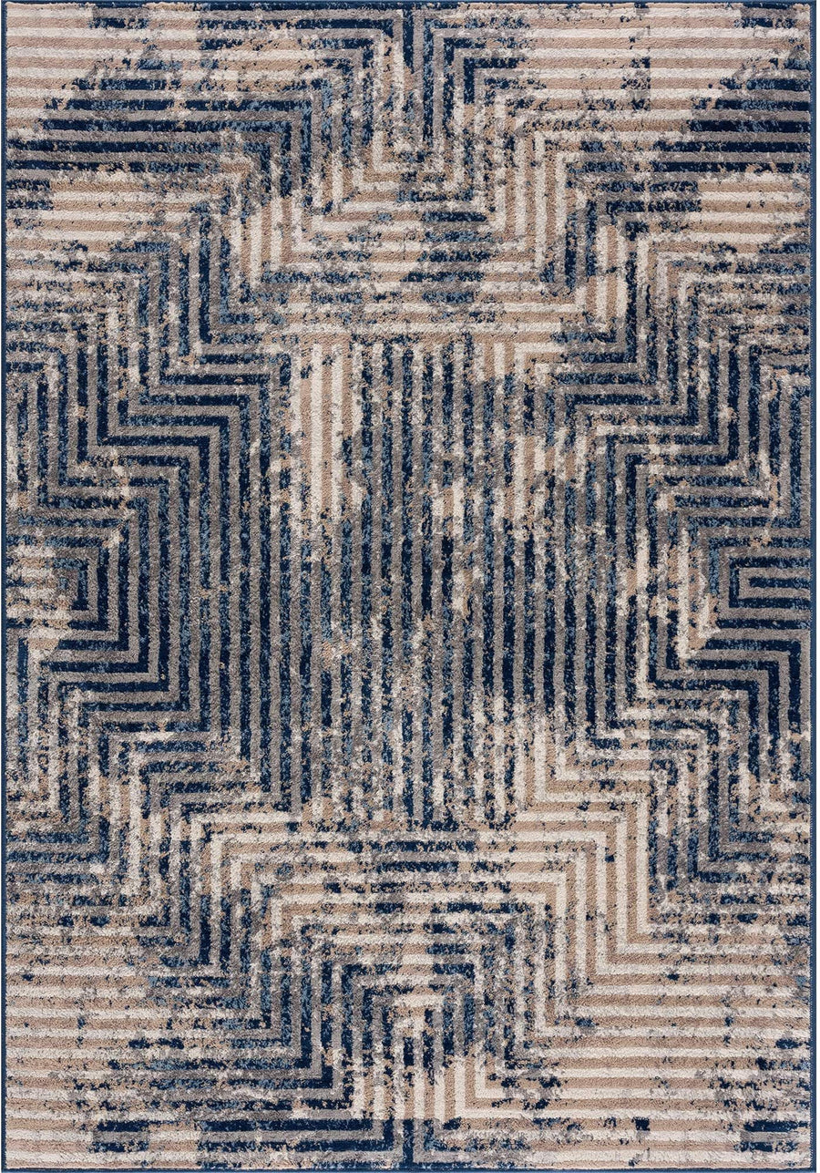 Living Room Rug Abstract Design In Blue | The Rugs