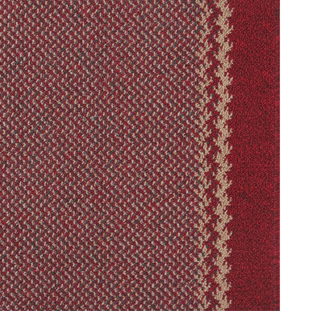 Machine Washable Red Design Mats | Bordered Line | The Rugs