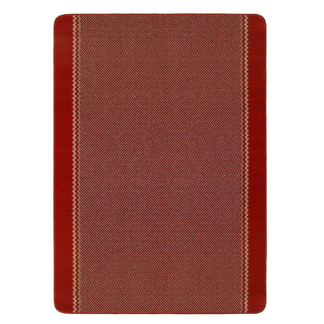 Machine Washable Red Design Mats | Bordered Line | The Rugs
