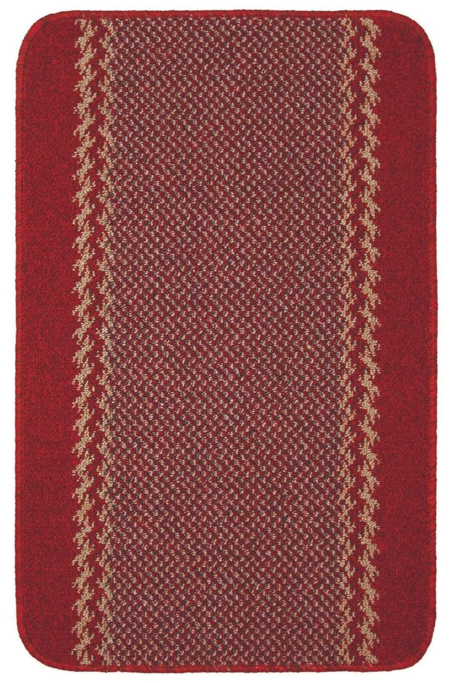 Machine Washable Red Design Mats | Bordered Line | The Rugs