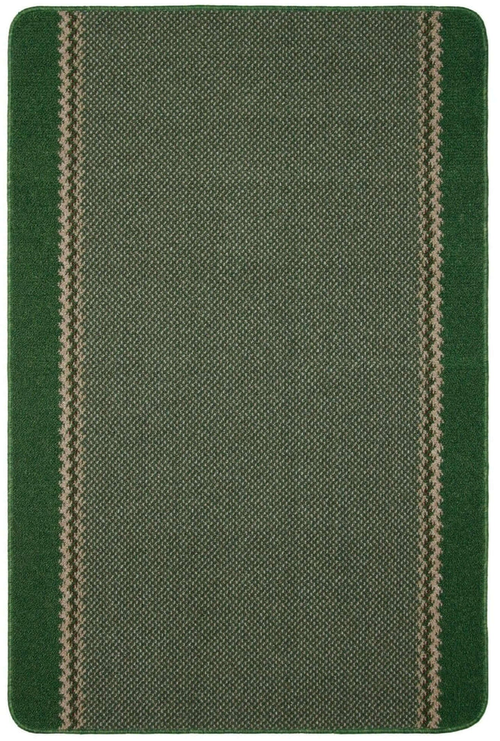 Machine Washable Green Designer Mats | Bordered Line Design