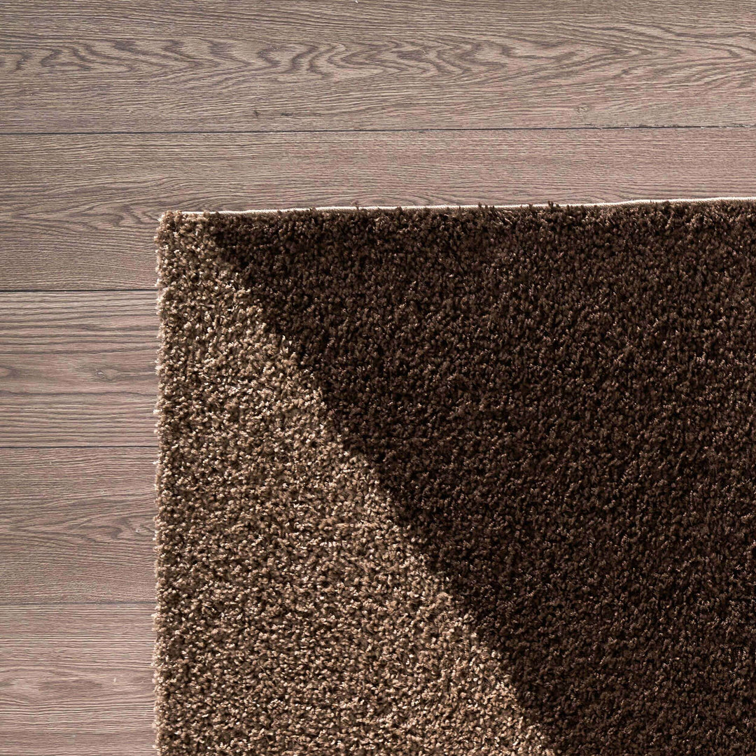 Shaggy Rug Geometric Design Brown | Luxury Comfort |The Rugs