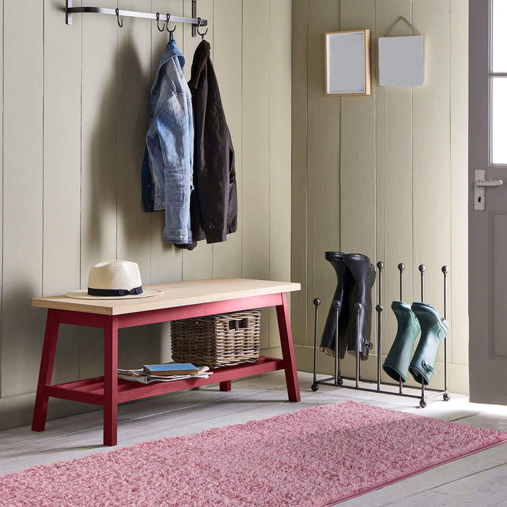 Shaggy Rug Plain Pink Rectangle Shape | The Rugs