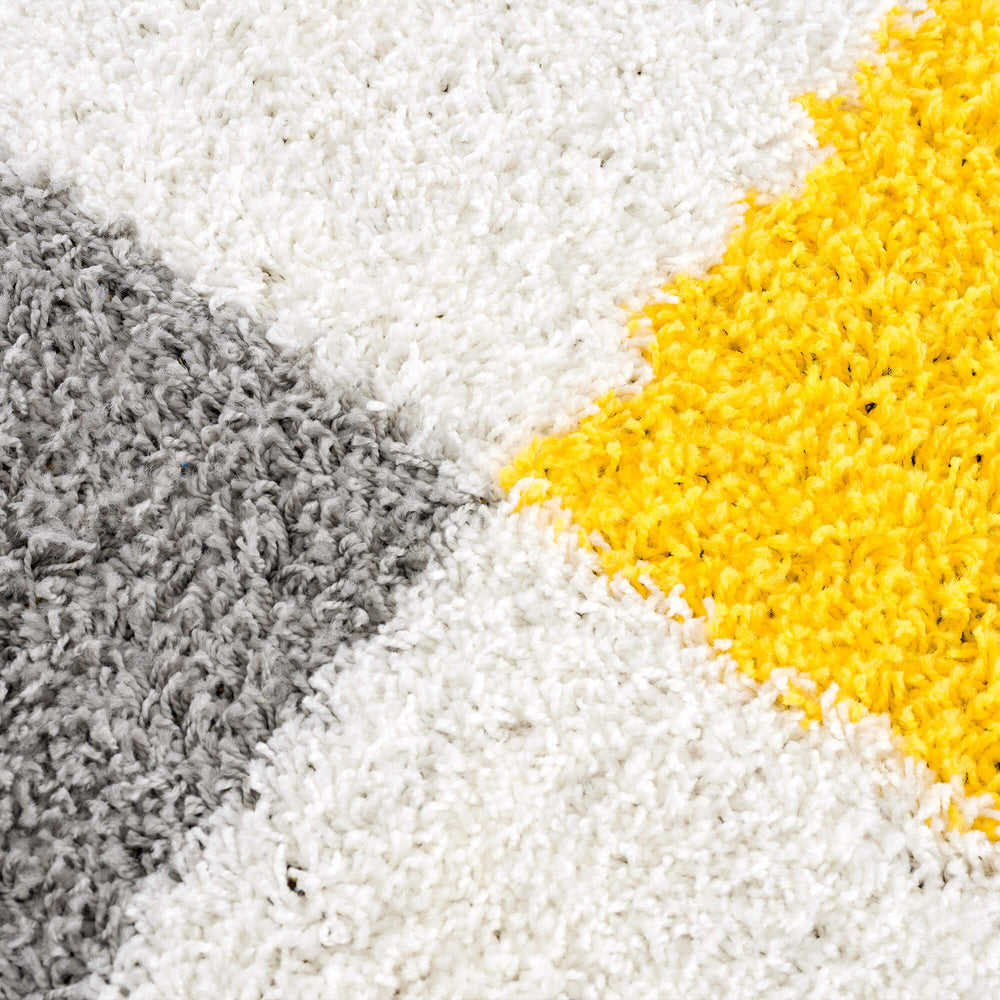 Shaggy Rug Geometric Design Yellow | The Rugs