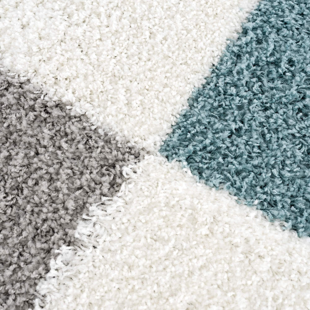 Shaggy Rug Geometric Design in Duck Egg Blue – The Rugs
