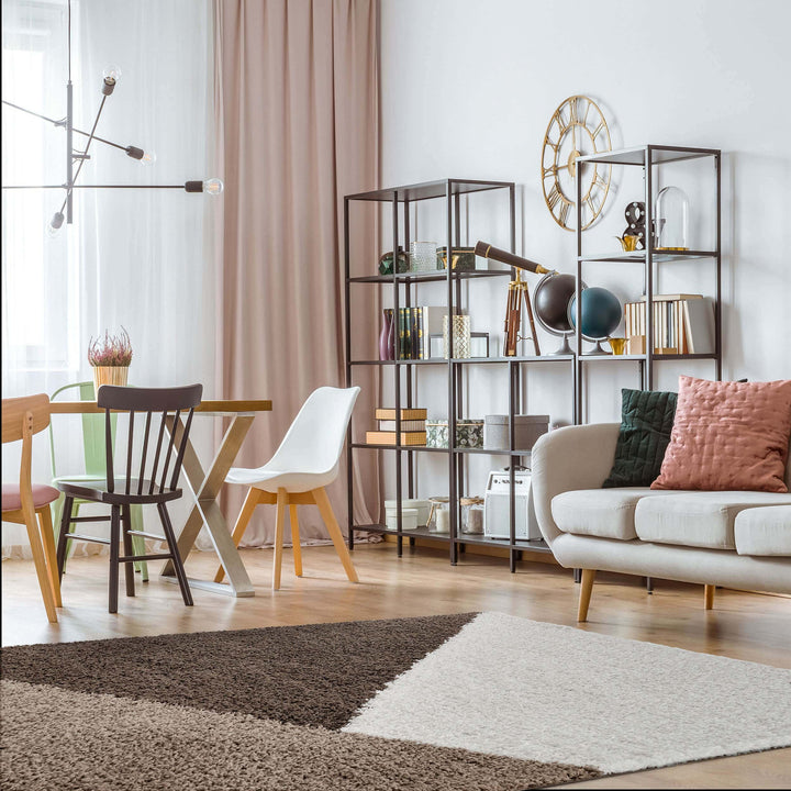 Shaggy Rug Geometric Design Brown | Luxury Comfort |The Rugs