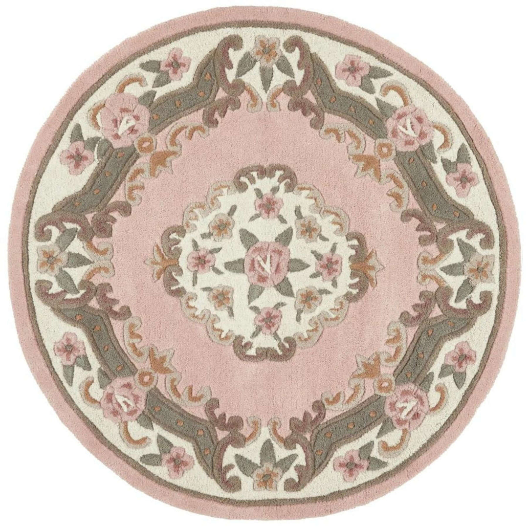 Shensi Pink Medallion Rug | Traditional Hand-Tufted Wool Rug