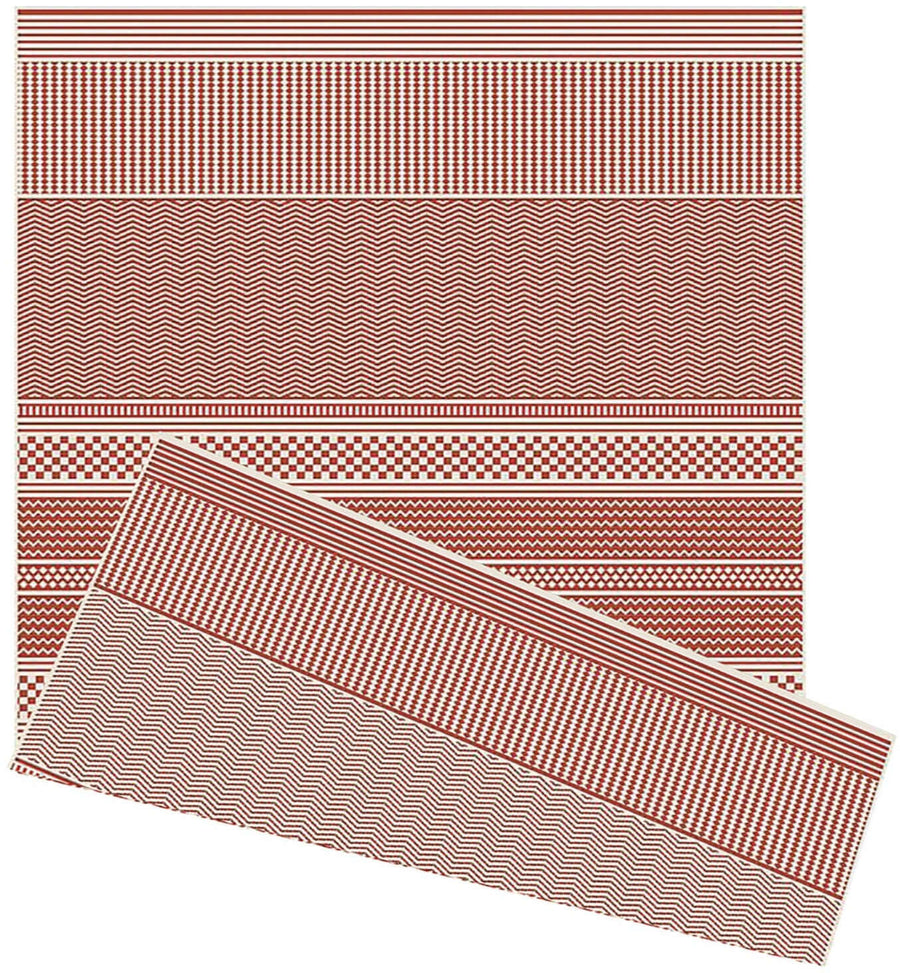 Fine Line Design Reversible Outdoor Rug in Grey & Orange