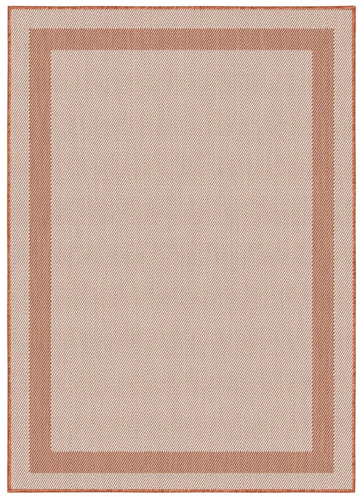 Bordered Design Reversible Outdoor Rug in Grey & Orange