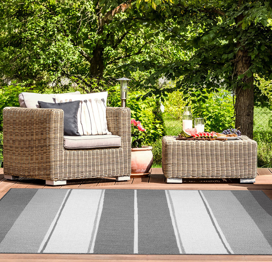 Tonal Stripes Reversible Outdoor Rug | Versatile & Durable