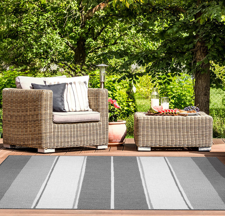 Tonal Stripes Reversible Outdoor Rug | Versatile & Durable