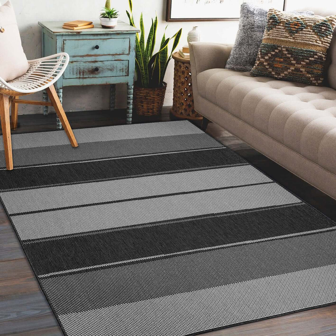 Tonal Stripes Reversible Outdoor Rug | Versatile & Durable