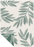 Duo Weave Outdoor Green Rug Trailing Leaves