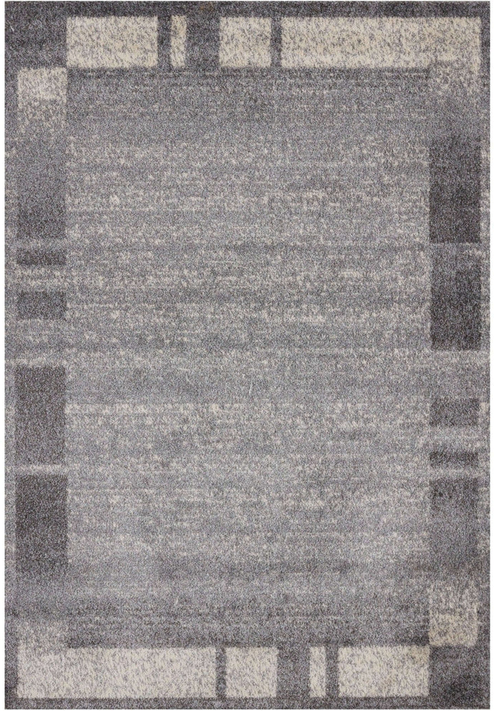 Modern Living Room Rug Bordered Grey Cream | The Rugs