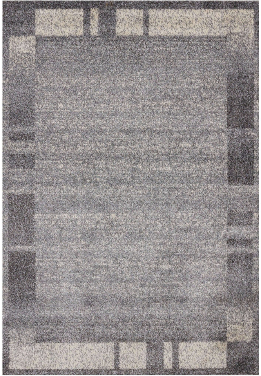 Modern Living Room Rug Bordered Grey Cream | The Rugs