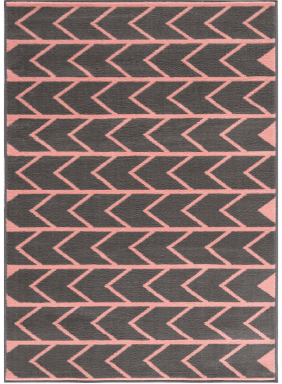 Modern Living Room Rug Geometric Design in Pink | The Rugs