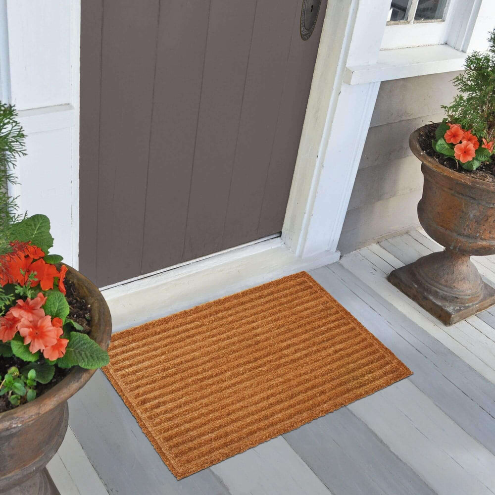 Coir Doormats Striped Pressed | Non-Slip -Coconut |The Rugs