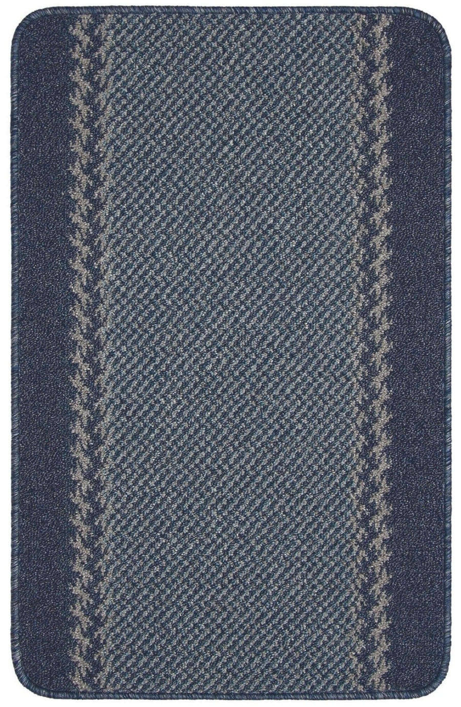 Machine Washable Blue Designer Mats | Bordered Line Design
