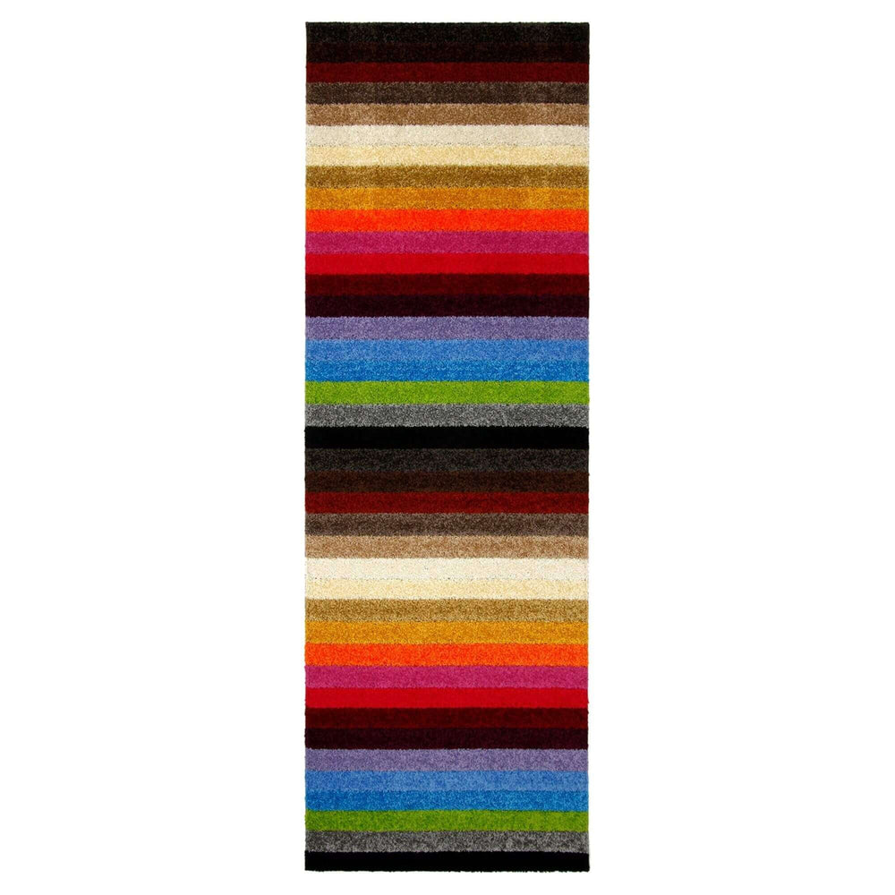 Machine Washable Stripe Design Mat Rug in Multicolour