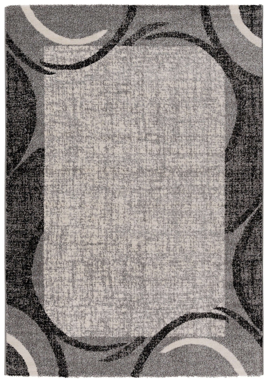 Modern Bordered Design Rug in Grey | The Rugs