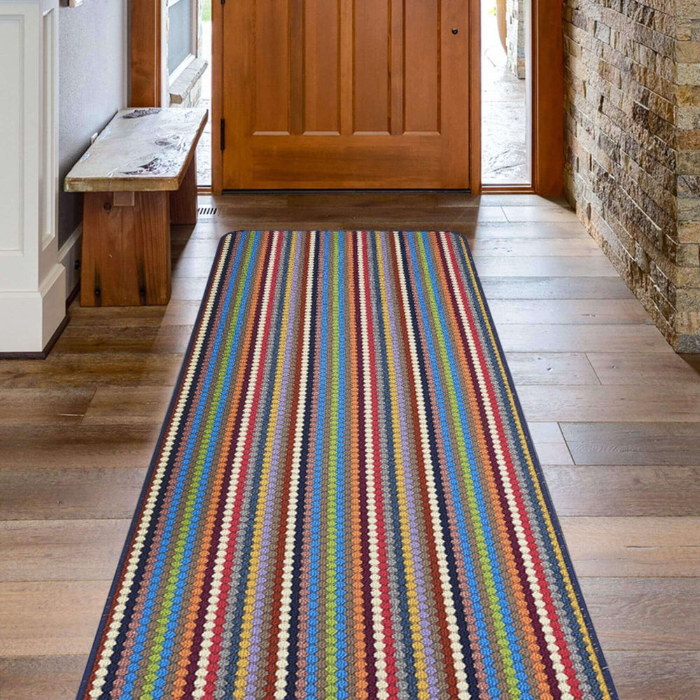 Washable Designer Mats Stripe Design in Multicolour