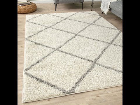 Moroccan Design Thick Shaggy Area Rugs Beige | The Rugs