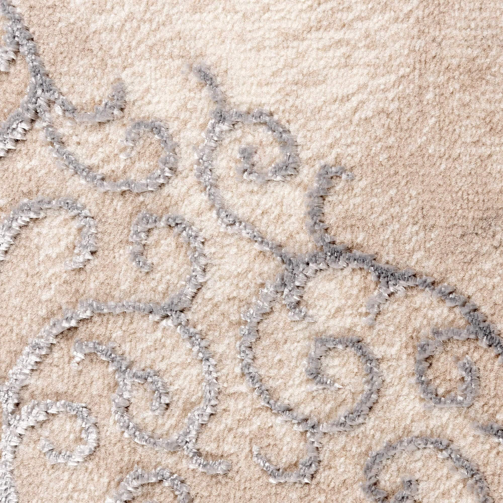 Bordered Medallion Design Luxurious Quality Rug Beige