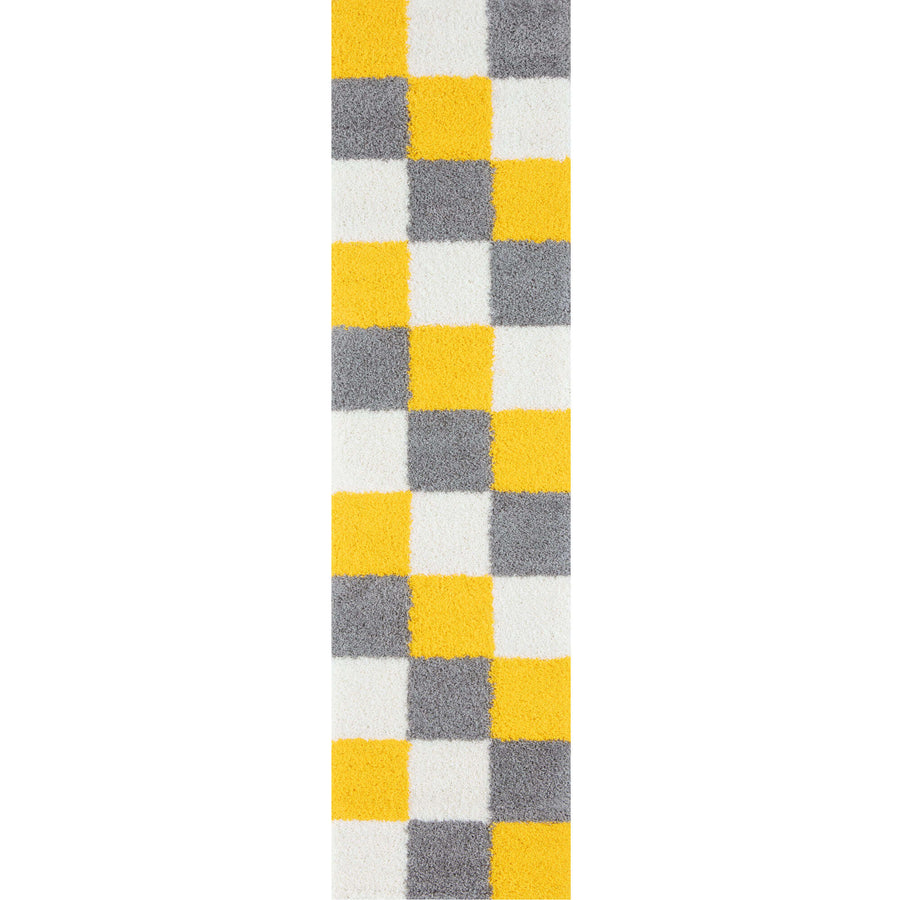 Shaggy Rug Geometric Design Yellow | The Rugs