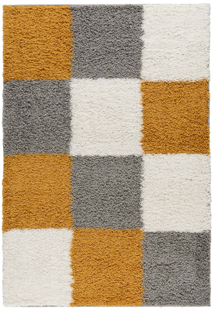 Shaggy Rug Geometric Design Gold | The Rugs