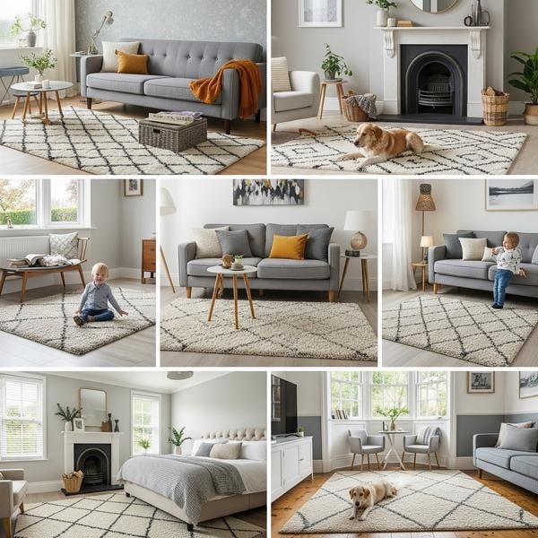 Area rug styled in a living room