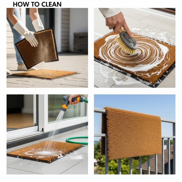 Cleaning a doormat, step by step care guide