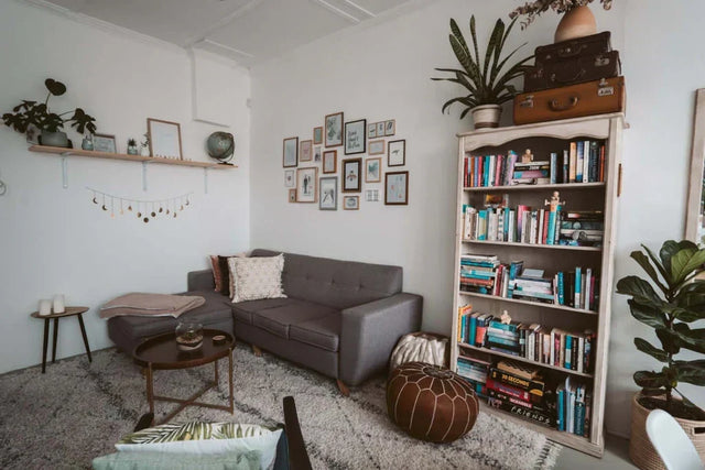 Living room styled with rug and furniture