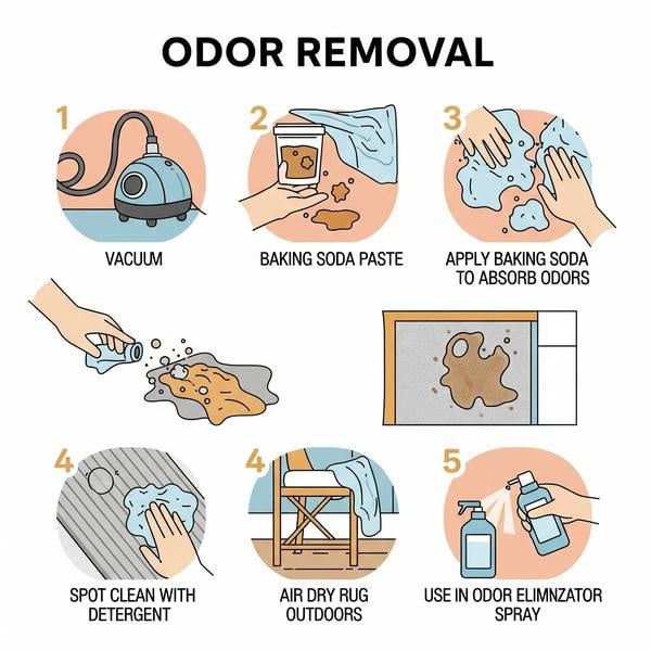 Rug being freshened to remove odours and smells