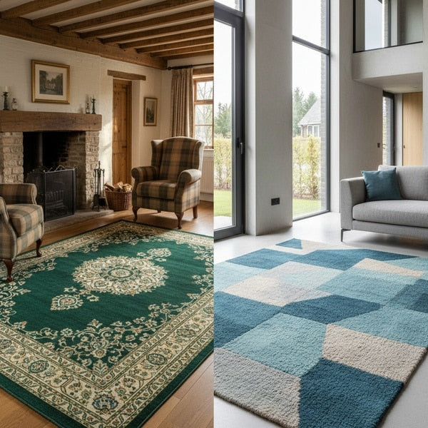 Burned rug being restored and repaired at home