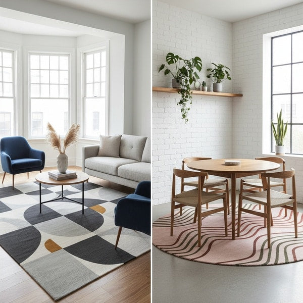 Silk rug styled in an elegant interior