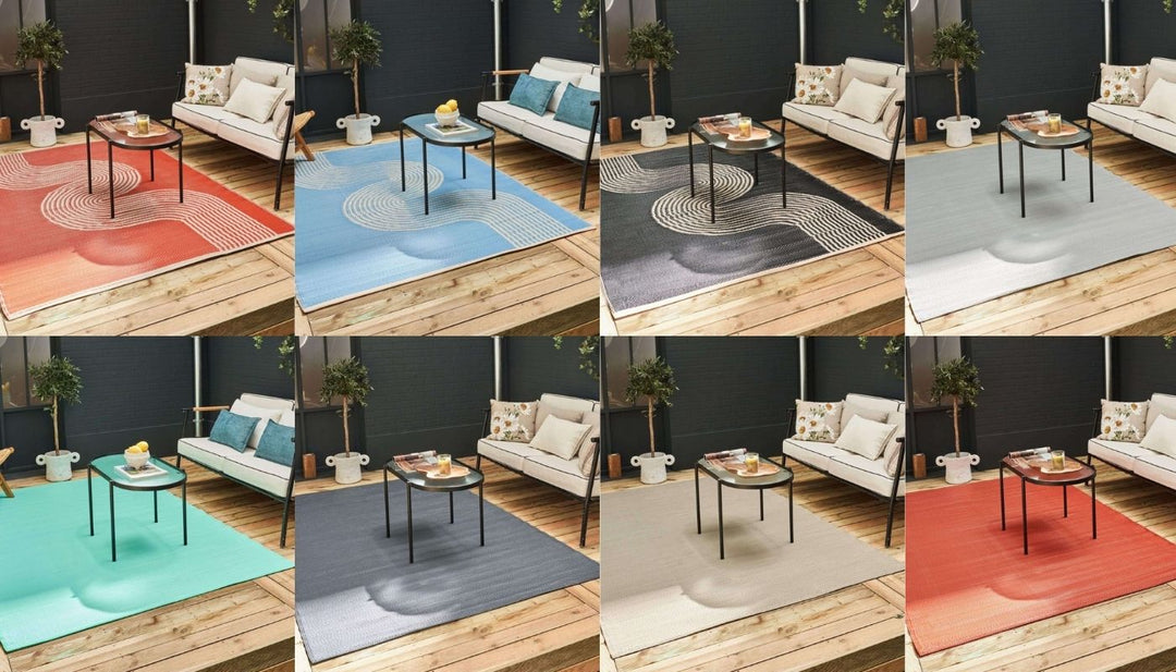 Rainbow Urban Collection, Colourful, Patio, Balcony, Garden, Geometric designs, Lightweight, Waterproof, UV-protected, Mould-resistant, Weatherproof, Fade-resistant, Reversible designs, Easy to clean, Quick-dry.