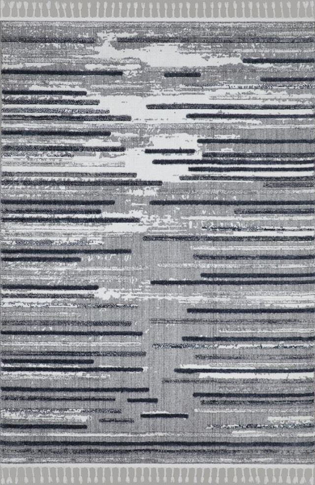 Scandi Striped Rug Grey & Blue