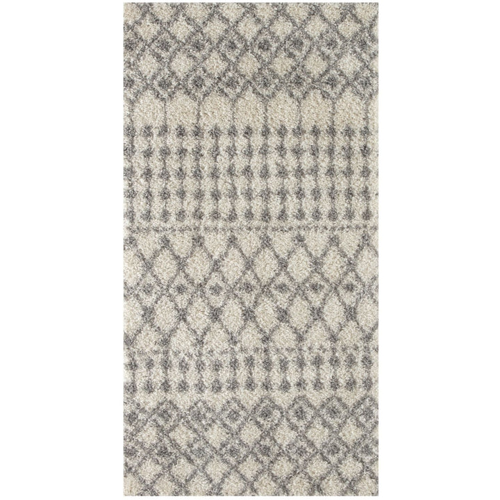 Shaggy Rug Ivory-Grey colours non-shedding, pet-friendly.