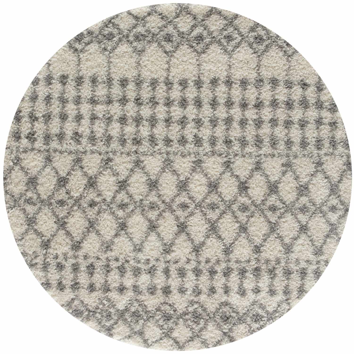 Shaggy Rug Ivory-Grey colours non-shedding, pet-friendly.