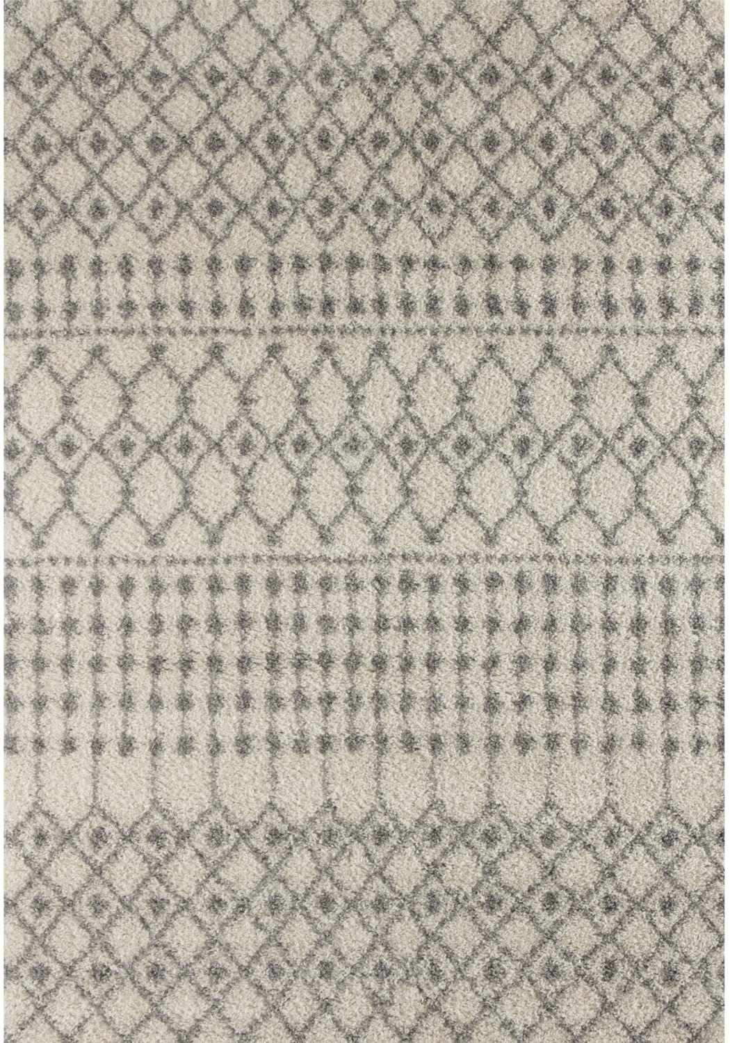 Shaggy Rug Ivory-Grey colours non-shedding, pet-friendly.